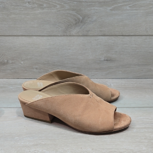 Eileen Fisher Shoes - Eileen Fisher Women Elegant Beige Block Heel Mules Open Toe Shoes Sz 7.5